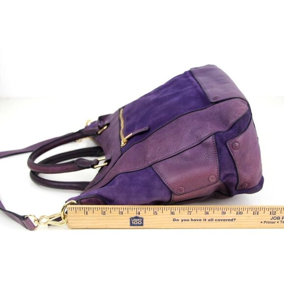 Vince Camuto PURPLE GENUINE LEATHER SHOULDER BAG HANDBAG TOTE HOBO PURSE - Picture 15 of 16